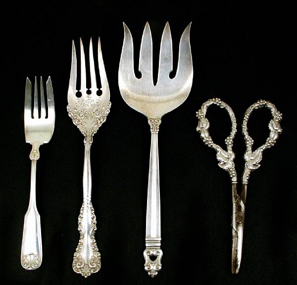 Appraisal: A group of silver flatware Comprising a set of fish