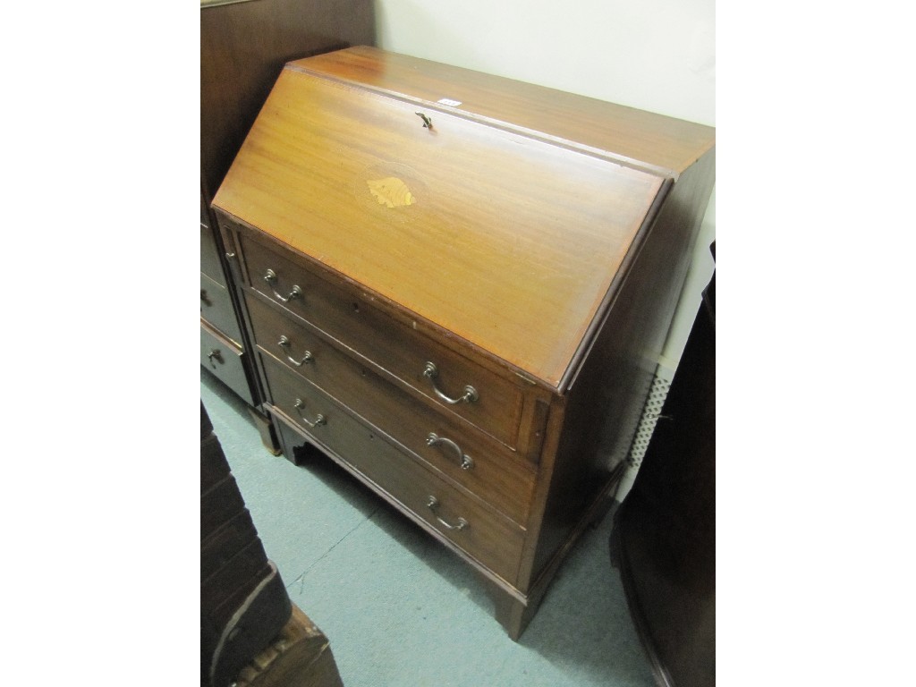 Appraisal: Edwardian mahogany inlaid writing bureau