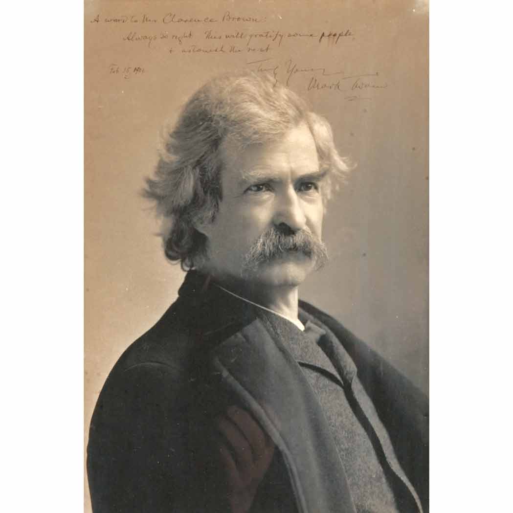 Appraisal: CLEMENS SAMUEL L MARK TWAIN Photograph inscribed a silver gelatin