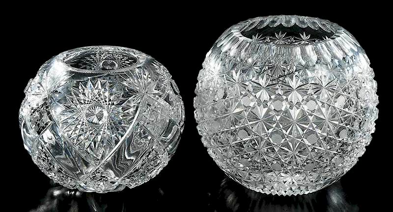 Appraisal: Two Brilliant Period Cut Glass Rose Bowls one Russian pattern