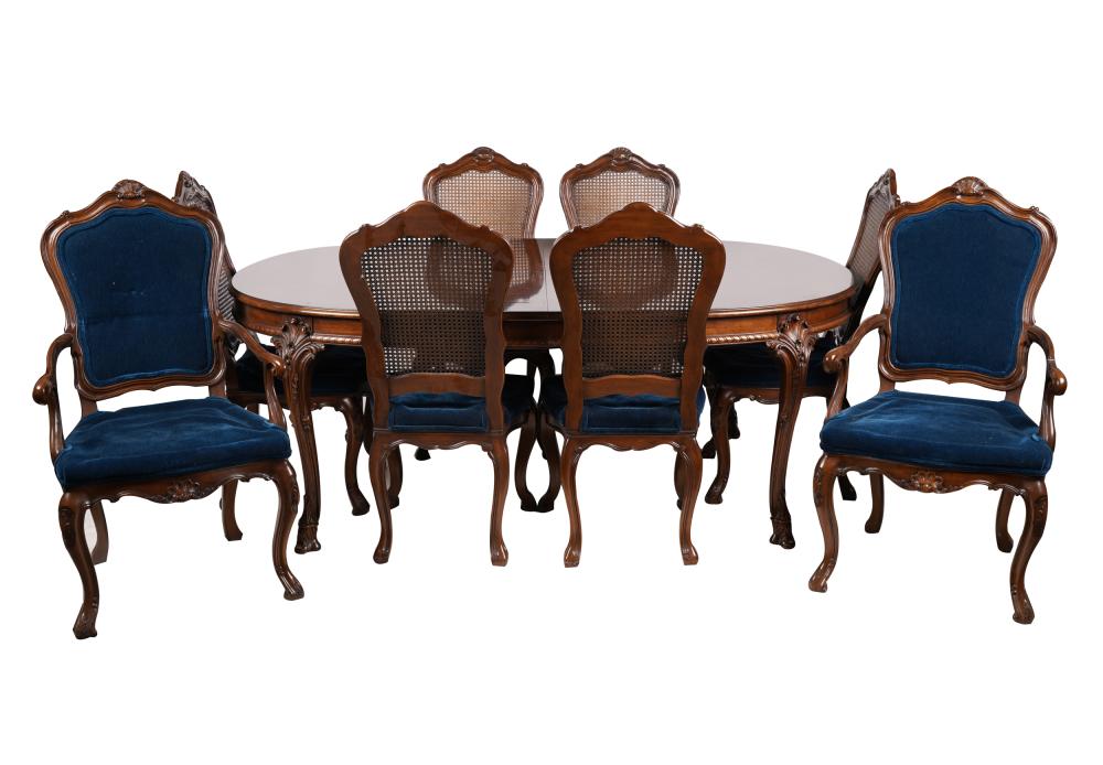 Appraisal: KARGES FRUITWOOD DINING SETcomprising a table and eight chairs and