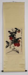 Appraisal: Chinese watercolor scroll painting of persimmons Chinese watercolor and gouache