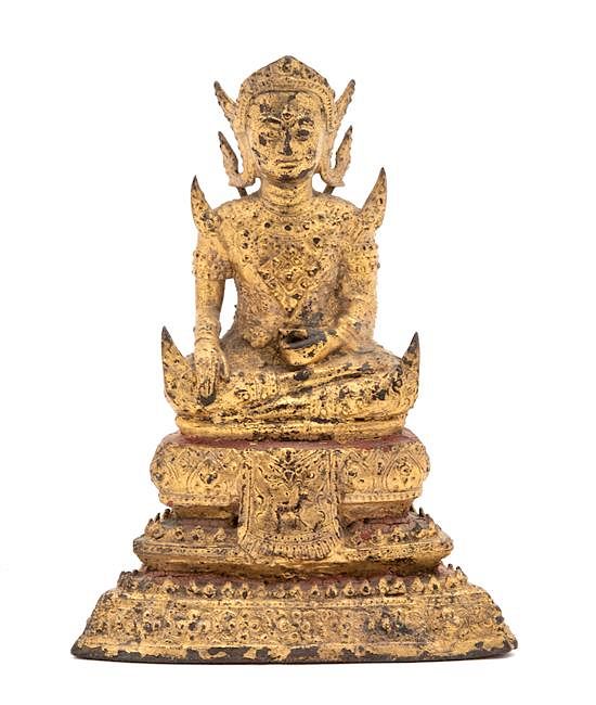 Appraisal: An Ornate Gilt Bronze Seated Buddha Height inches An Ornate