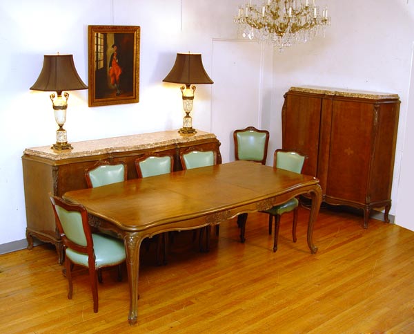 Appraisal: PIECE MARBLE TOP FRENCH DINING SET To include TABLE and