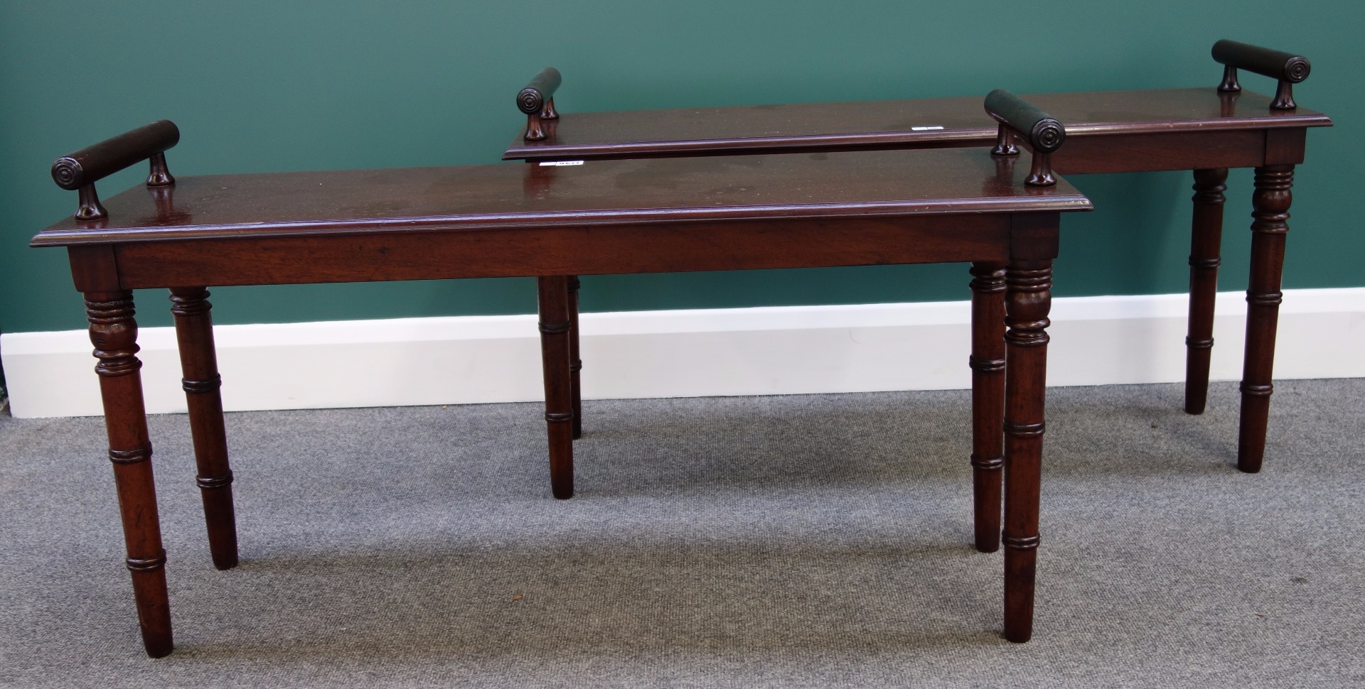 Appraisal: A pair of early th century style mahogany window seats