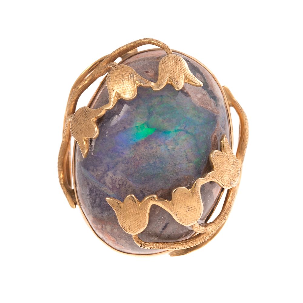 Appraisal: A Ladies Large Opal Floral Ring in K K yellow