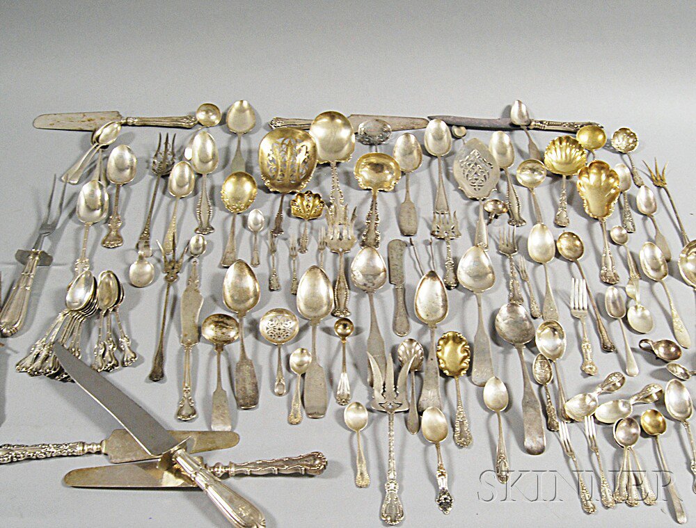 Appraisal: Large Group of Mostly Sterling Silver Flatware approximately ninety-eight pieces