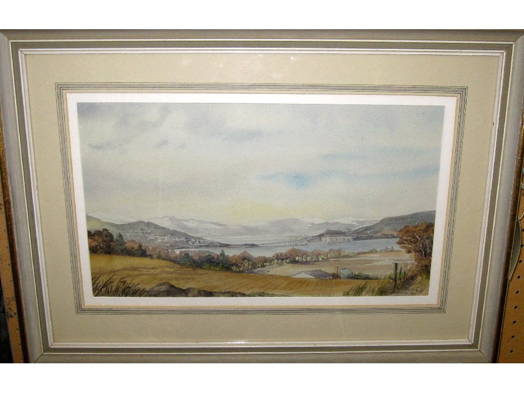 Appraisal: RAY LAWSON Watercolour 'Moray Firth with Kessock Bridge under construction