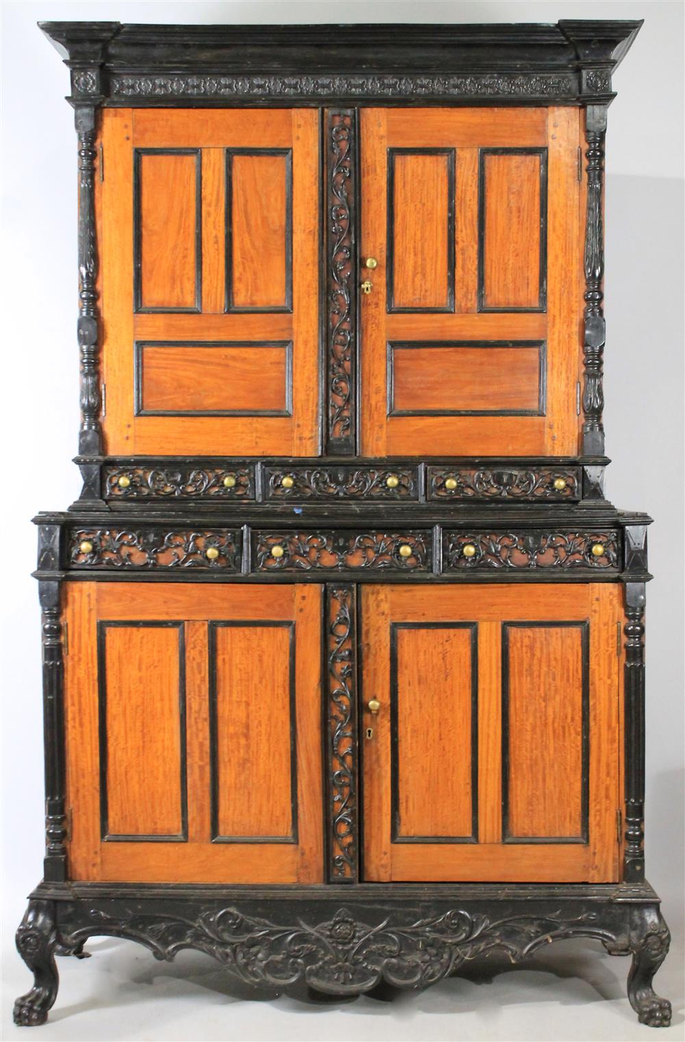 Appraisal: SRI LANKAN ANGLO INDIAN SATINWOOD AND EBONY CABINET having an