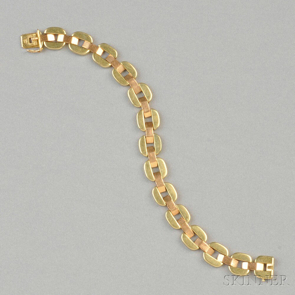 Appraisal: kt Bicolor Gold Bracelet dwt lg in Estimate - The