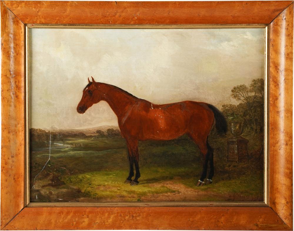 Appraisal: ENGLISH SCHOOL DIADEM THOROUGHBRED oil on canvas signed W J