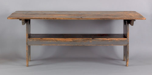 Appraisal: Large painted pine bench table early th c retaining an