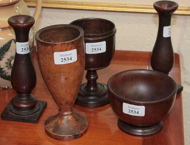 Appraisal: A GROUP OF FIVE PIECES OF ANTIQUE TREEN TO INCLUDE