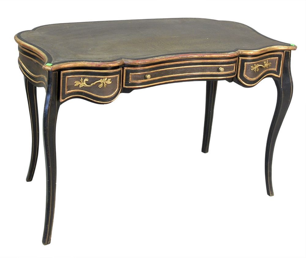 Appraisal: French Style Three Drawer Desk with leather top French Style