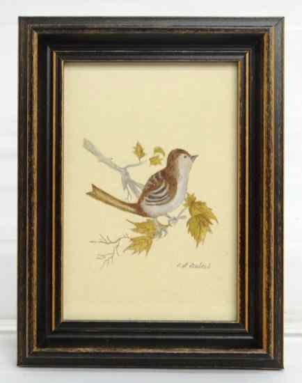 Appraisal: Watercolor on paper ''Folk Art Bird'' by noted Ct folk