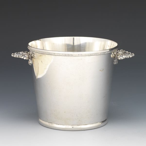 Appraisal: ITALIAN SILVER ICE BUCKET tall x wide Tapered cylindrical body