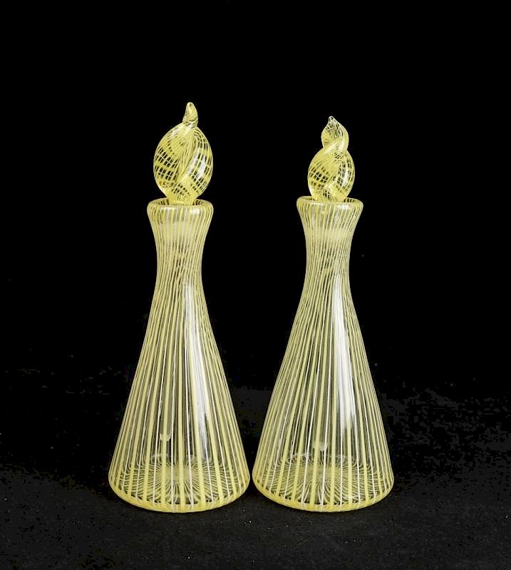 Appraisal: Pair of Venini Glass Scent Bottles Pair of Venini glass