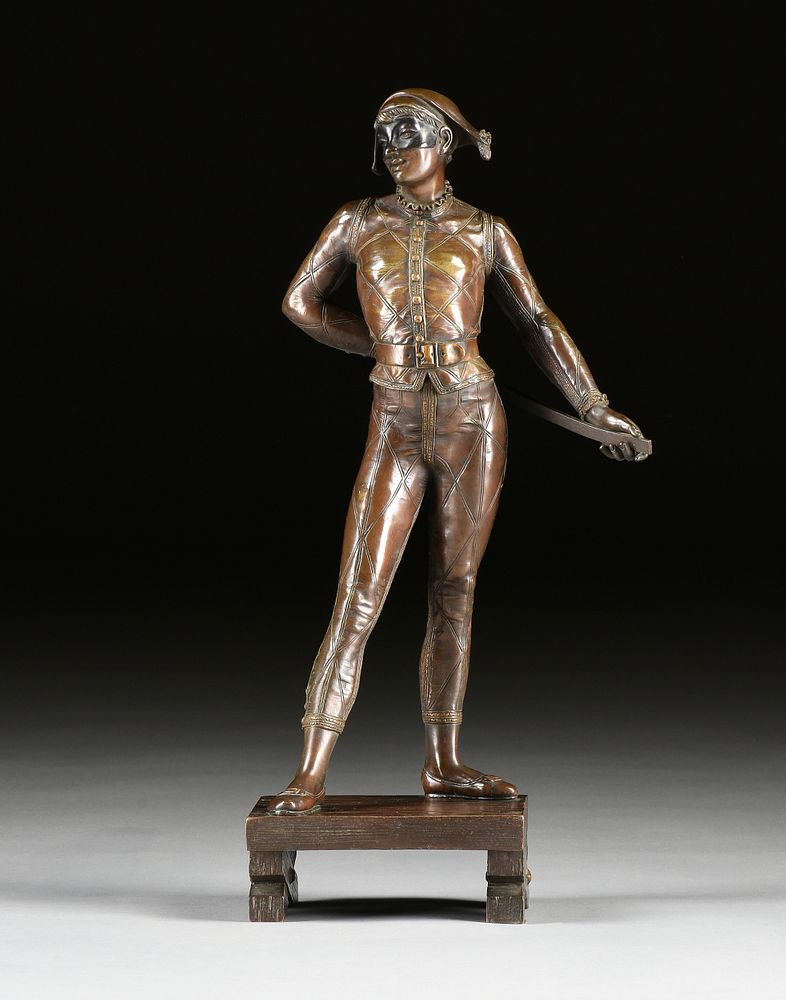 Appraisal: ALFRED PIERRE RICHARD French - A BRONZE SCULPTURE Harlequin ALFRED