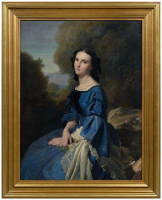 Appraisal: Paul-Jean Flandrin portrait French - young woman in blue gown