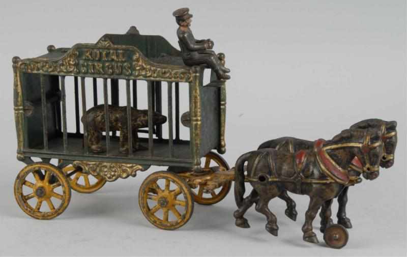 Appraisal: Cast Iron Hubley Royal Circus Cage Wagon Toy Description American