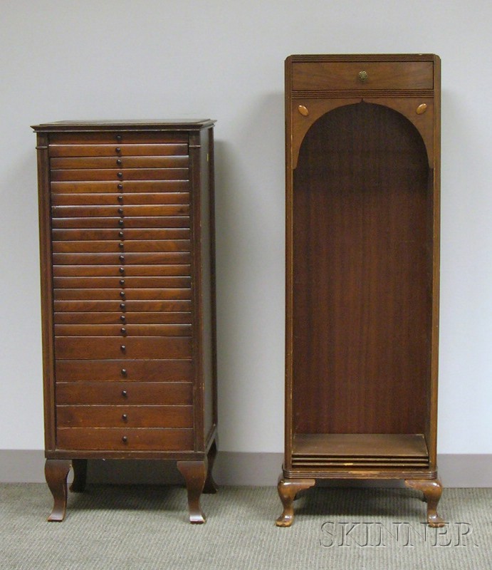 Appraisal: Walnut-finished Twenty-two Drawer Sheet Music Cabinet and an Art Deco