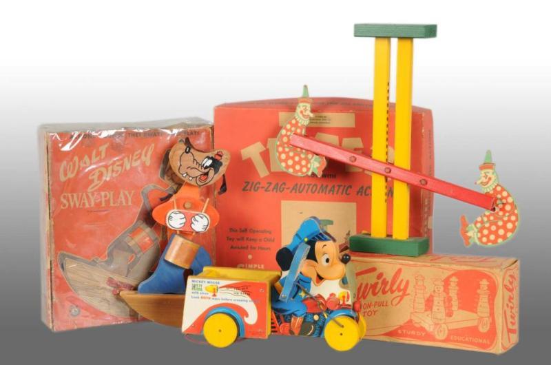 Appraisal: Lot of Wooden Toys Description Includes Walt Disney Sway-Play Goofy