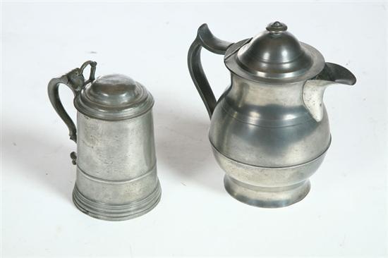 Appraisal: PEWTER TALL POT American th century Marked for Thomas S