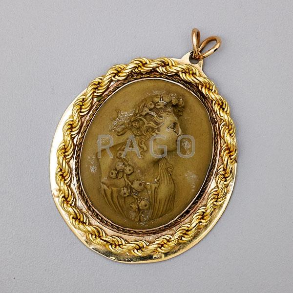 Appraisal: LAVA CAMEO K GOLD PENDANT Condition Report