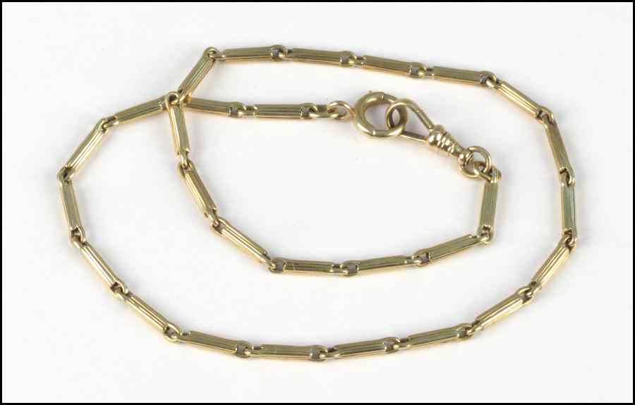 Appraisal: KARAT YELLOW GOLD WATCH CHAIN Length '' Weight grams Condition