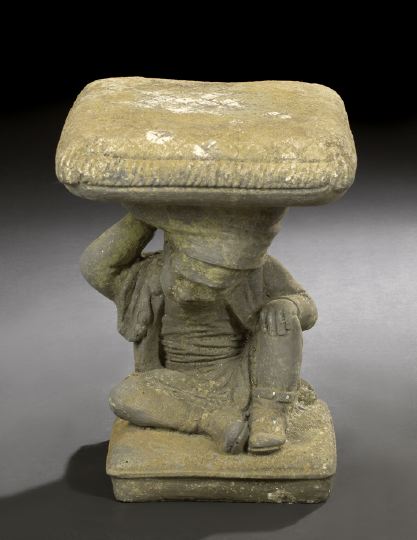 Appraisal: Unusual Cast-Stone Garden Stool late th century in the form