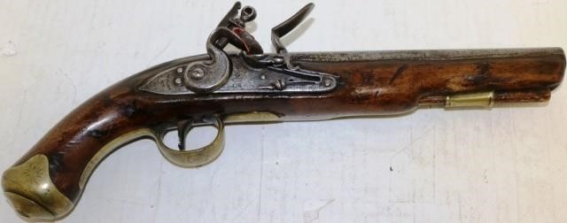 Appraisal: TH C ENGLISH FLINTLOCK PISTOL SIGNED KETLAND CO CARVED WALNUT