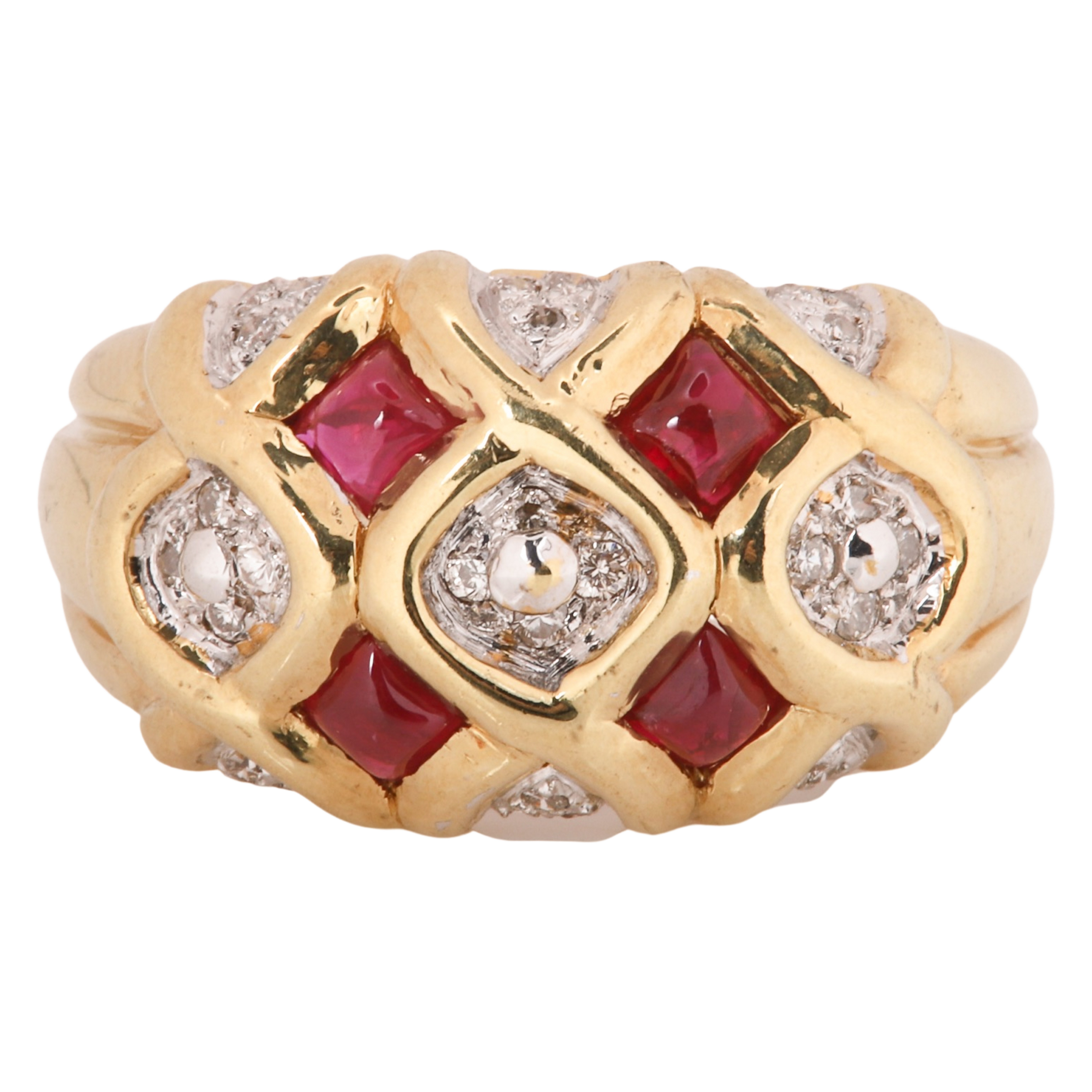 Appraisal: K yellow gold ruby and diamond ring mm x mm