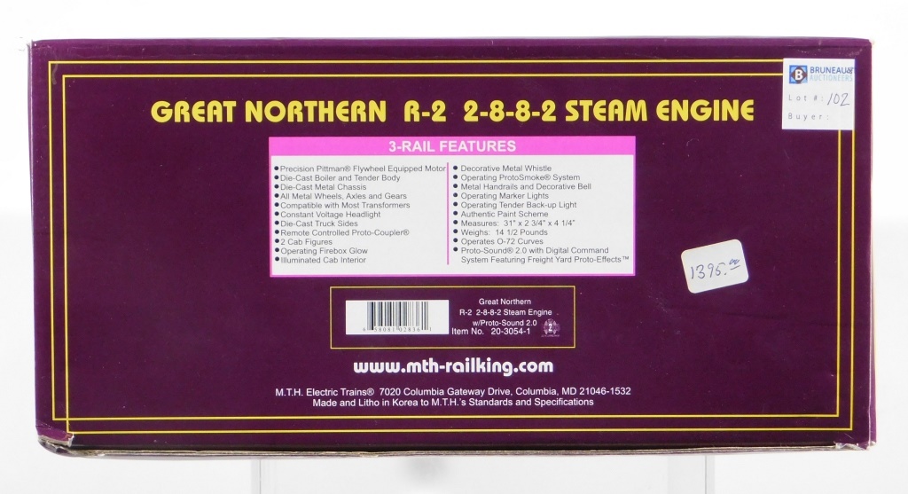 Appraisal: MTH GREAT NORTHERN R- - - - STEAM ENGINE TRAIN