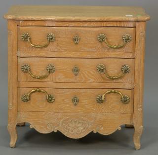 Appraisal: Louis XV style three drawer commode stamped made in France