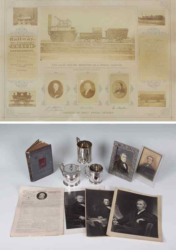 Appraisal: COLLECTION OF GEORGE STEPHENSON RAILROAD MEMORABILIA A collection of items