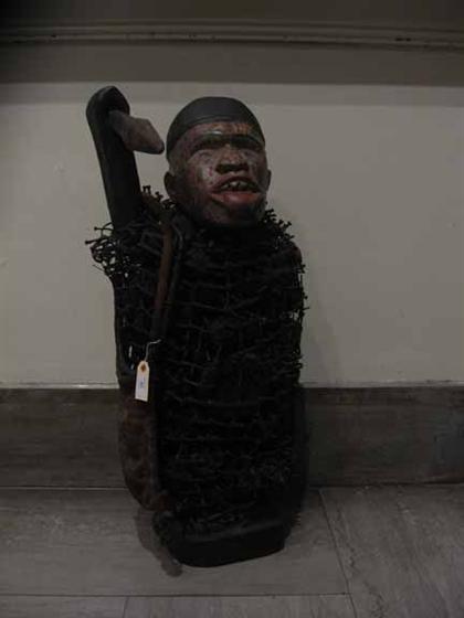 Appraisal: Fetish figure congo modern Painted wood applied with iron nails