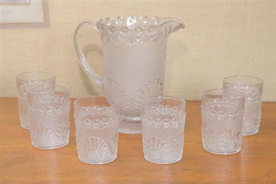 Appraisal: PATTERN GLASS WATER SET In Shell and Jewel pattern and