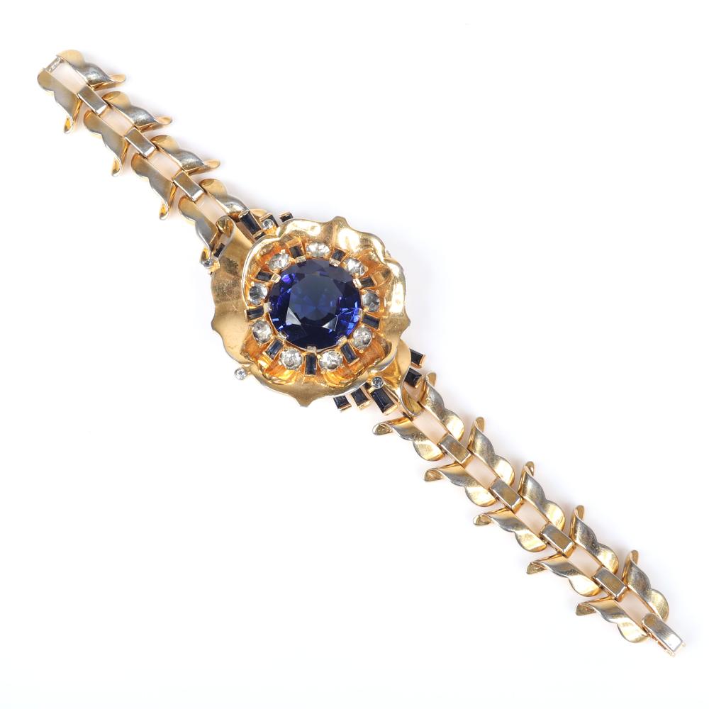 Appraisal: MAZER GOLD TONE LINK BRACELET WITH LARGE FLOWER DESIGN WITH