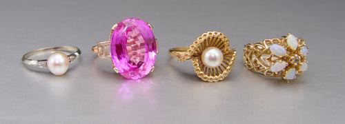 Appraisal: ESTATE GROUP OF GOLD RINGS K rose gold with pink