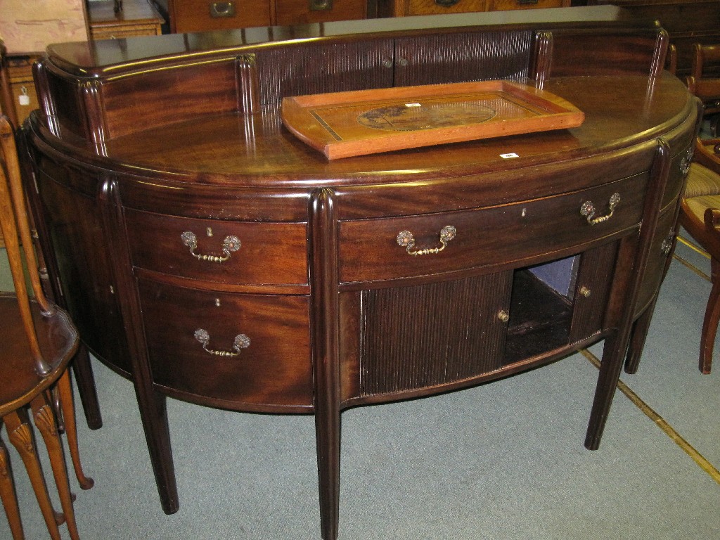 Appraisal: Large mahogany bow fronted sideboard in the manner of Whytock