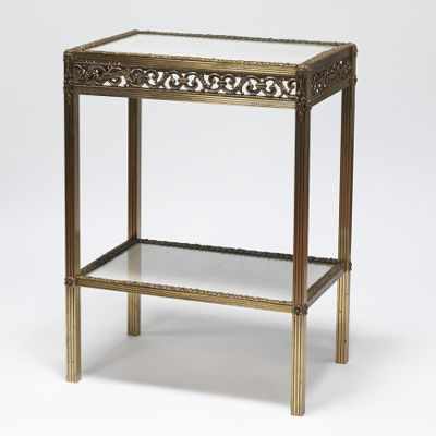 Appraisal: Bronze Two Tiered Lamp Table French ca Polished brass frame