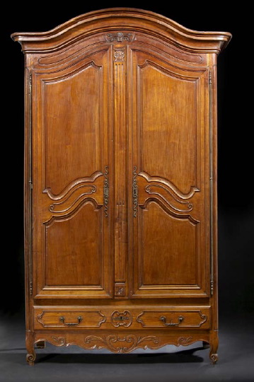 Appraisal: Good Provincial Louis XV-Style Fruitwood Armoire mid- th century the