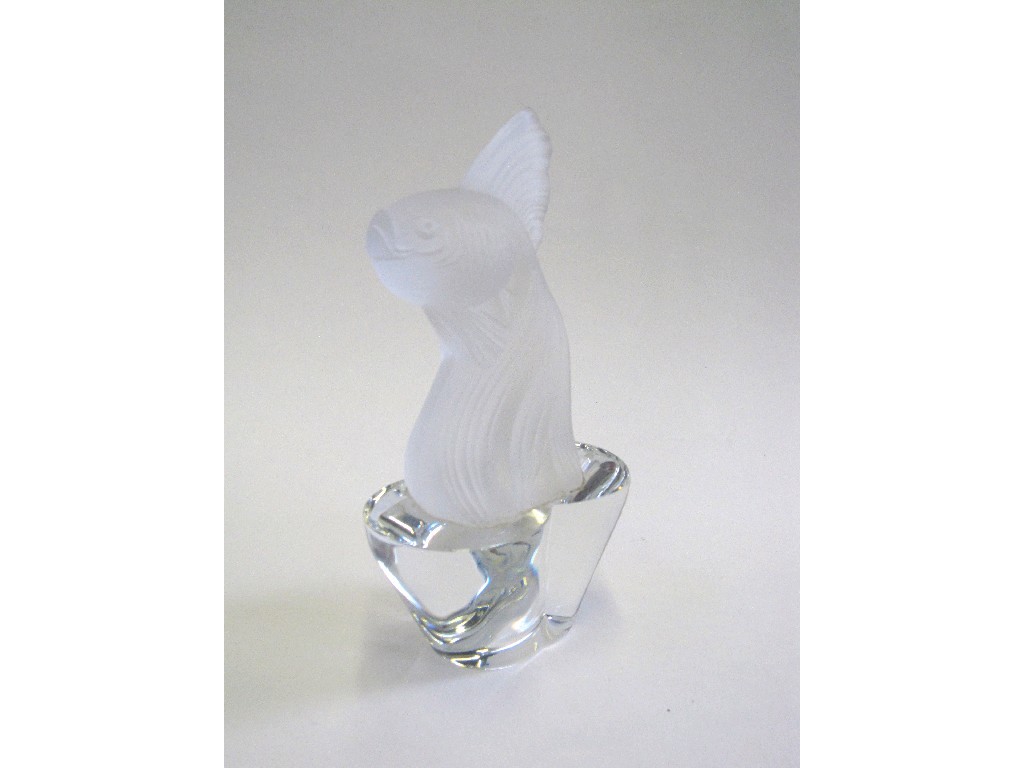 Appraisal: Etling frosted glass figure of a fish on Sevres clear