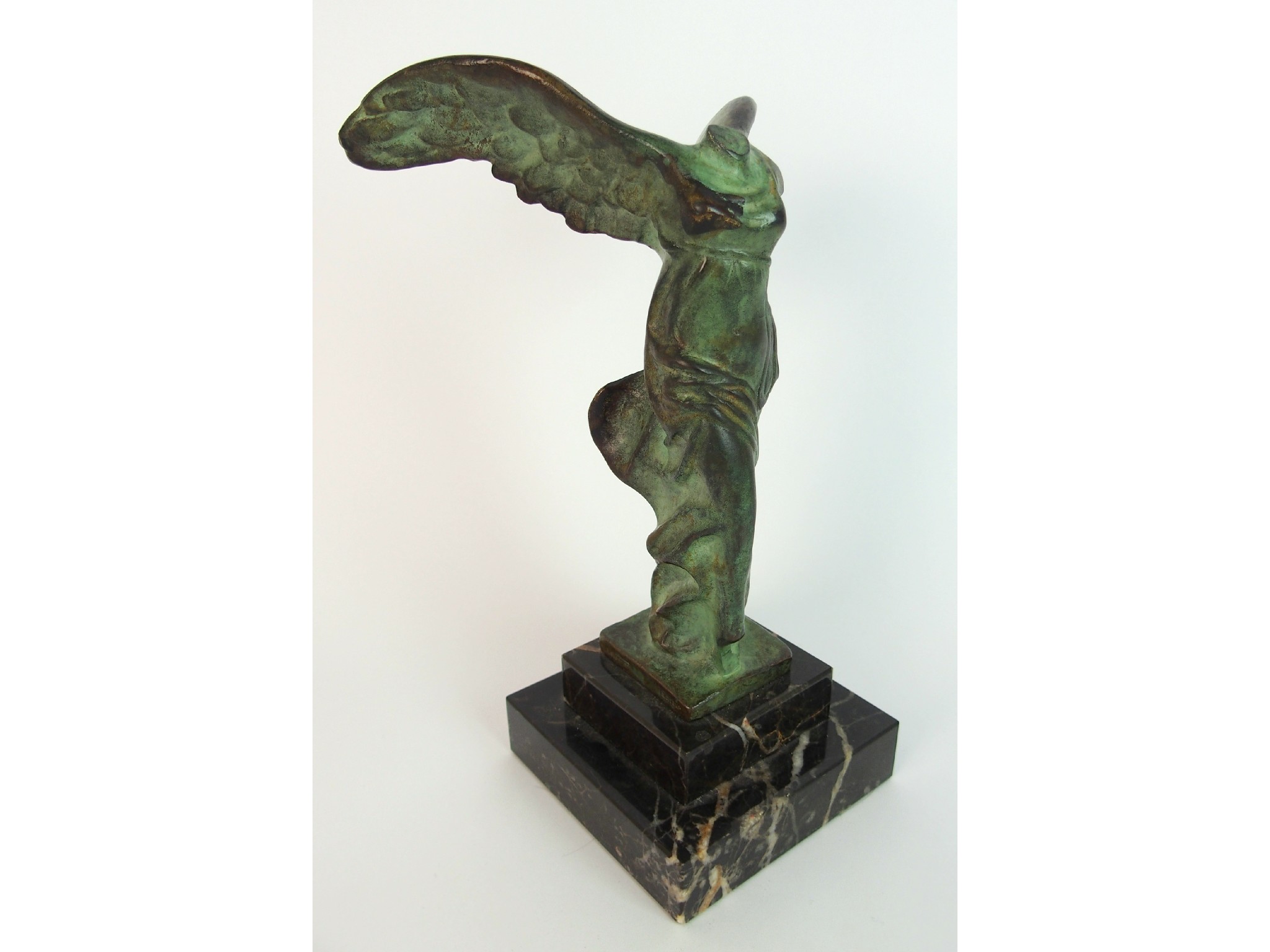 Appraisal: A Le Verrier bronze winged Victory of Samothracethe patinated bronze