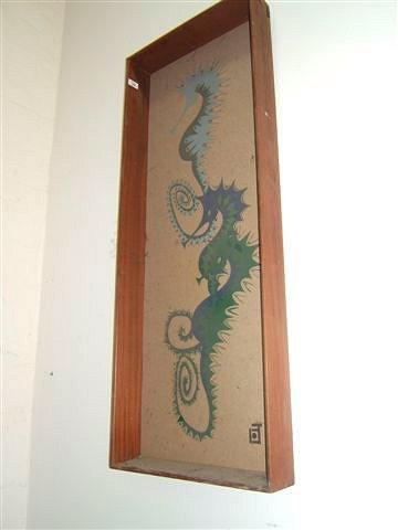 Appraisal: Mid th Century School Seahorses acrylic on panel signed with