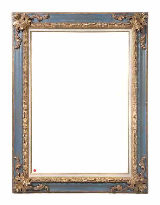 Appraisal: A Painted and Parcel Gilt Frame of rectangular form with