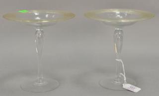 Appraisal: Pair of Steuben crystal threaded compotes colorless with amber threading