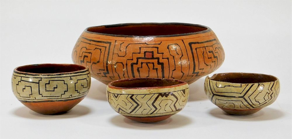 Appraisal: Peruvian Shipibo Pottery Earthenware Bowls Peru Early th Century Group