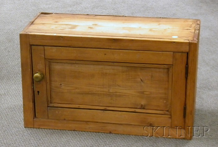 Appraisal: Small Country Pine Cabinet with Paneled Door divided interior ht