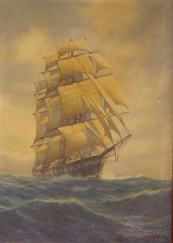 Appraisal: Framed Oil on Canvas Portrait of a Clipper Ship inscribed